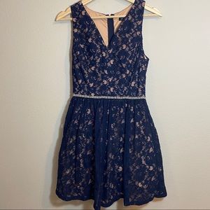 navy lace dress